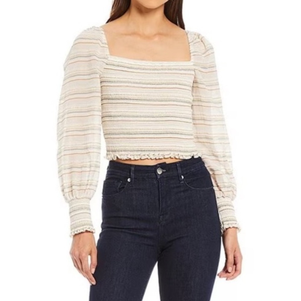 ⭐️NWT!⭐️Gianni Bini Woven Angel Blouse Ivory & Sand Sedona Sunset w MEASUREMENTS